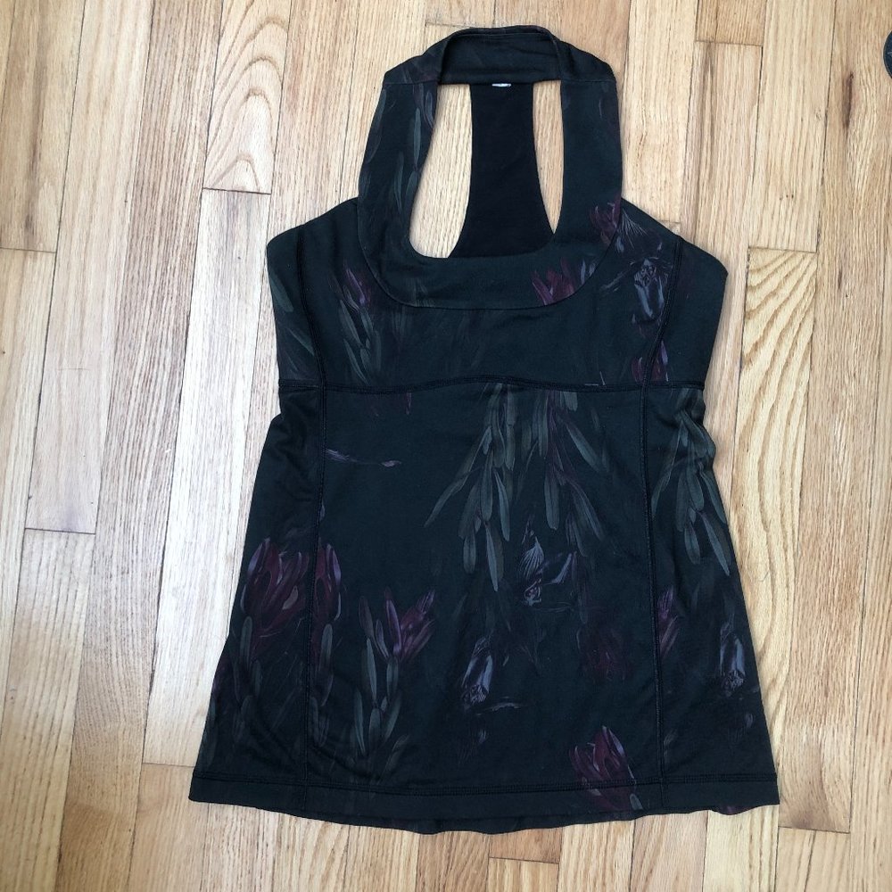 Lululemon Dark Floral Scoop Neck Tank Top